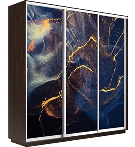 Шкаф 3-дверный Экспресс 2400х600х2400, Абстракция золотая пыль/венге в Салехарде