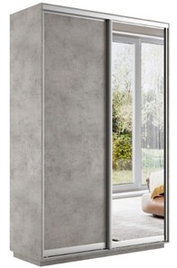 Шкаф 2-дверный Экспресс (ДСП/Зеркало) 1400х450х2200, бетон в Салехарде