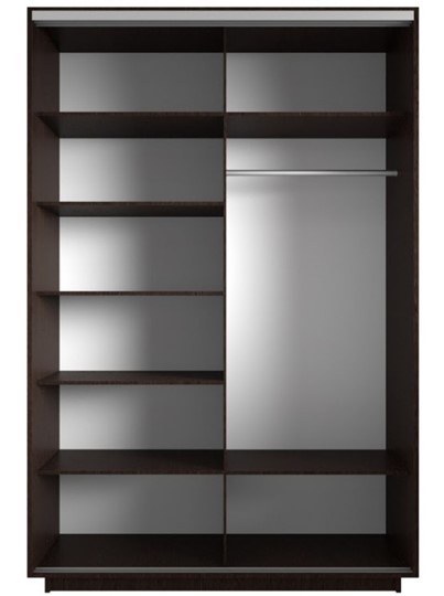 Шкаф 2-дверный Экспресс (ДСП/Зеркало), со стеллажом 1700х600х2400, венге в Салехарде - изображение 1