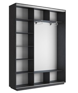 Шкаф 3-дверный Экспресс (ДСП/Зеркало/ДСП), 1800х450х2400, венге в Салехарде - предосмотр 2