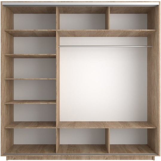 Шкаф 3-дверный Экспресс (ДСП/Зеркало/ДСП), 2100х600х2200, дуб сонома в Салехарде - изображение 2