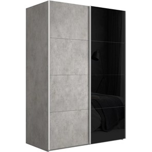 Шкаф 2-дверный Эста (ДСП/Стекло черное) 1600x660x2200, бетон в Салехарде