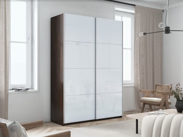 Шкаф 2-дверный Прайм (Белое стекло/Белое стекло) 1600x570x2300, венге в Салехарде - предосмотр 4