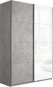 Шкаф 2-створчатый Прайм (ДСП/Белое стекло) 1200x570x2300, бетон в Ноябрьске
