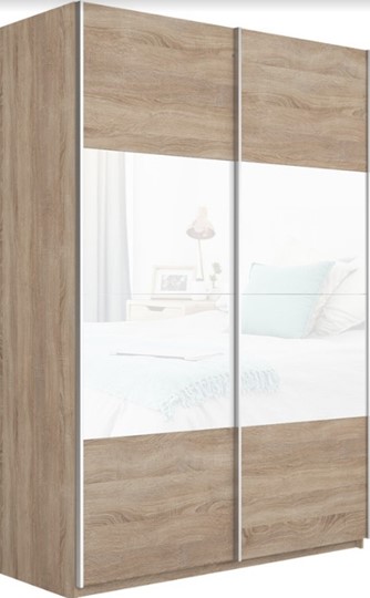 Шкаф 2-дверный Прайм (ДСП/Белое стекло) 1200x570x2300, дуб сонома в Лабытнанги - изображение 4