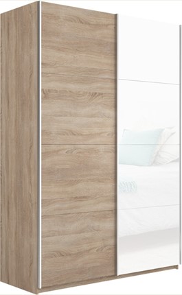 Шкаф 2-дверный Прайм (ДСП/Белое стекло) 1200x570x2300, дуб сонома в Надыме - изображение