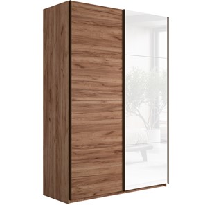 Шкаф 2-дверный Прайм (ДСП/Белое стекло) 1600x570x2300, Крафт табачный в Губкинском