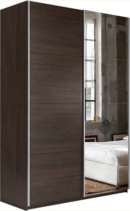 Шкаф 2-дверный Прайм (ДСП/Зеркало) 1600x570x2300, венге в Салехарде - изображение