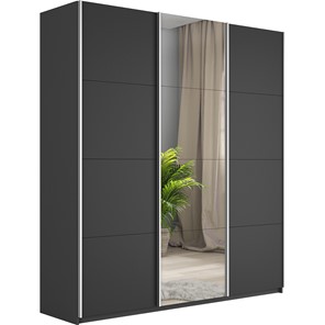 Шкаф 3-дверный Широкий Прайм (2 ДСП / Зеркало) 2400x570x2300,  Серый диамант в Лабытнанги