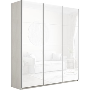 Шкаф 3-х створчатый Широкий Прайм (Белое стекло) 2400x570x2300,  Ясень Анкор светлый в Салехарде