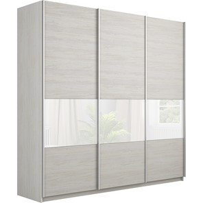 Шкаф 3-створчатый Широкий Прайм (ДСП / Белое стекло) 2400x570x2300, Ясень Анкор светлый в Лабытнанги