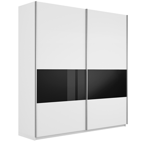 Шкаф 2-х створчатый Широкий Прайм (ДСП / Черное стекло) 2200x570x2300, Белый снег в Муравленко