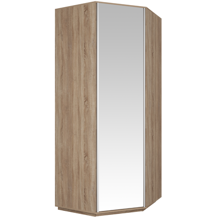 Шкаф однодверный Угловой Экспресс ( ДСП / Зеркало) 900х2200, Дуб Сонома в Салехарде - изображение