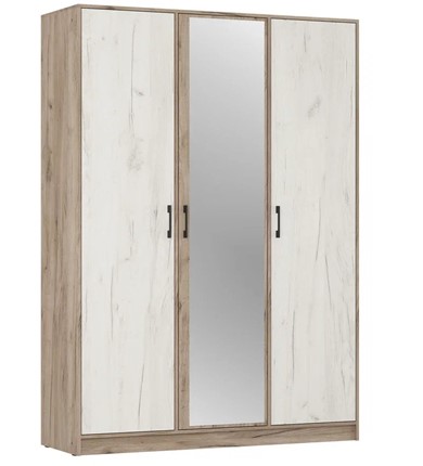 Шкаф трехдверный ШР3/1 Соната с зеркалом Дуб Крафт Серый - Дуб Крафт Белый в Салехарде - изображение