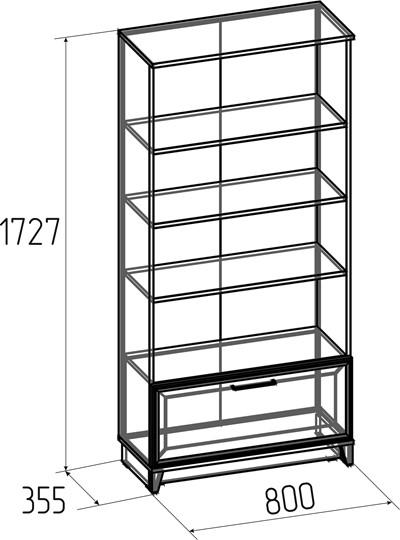 Шкаф для книг AURELIO 2 (Белый-Блеквуд Сатиновый) в Салехарде - изображение 2