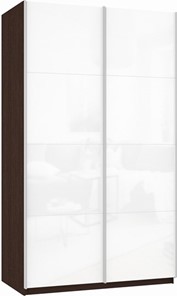 Шкаф 2-дверный Прайм (Белое стекло/Белое стекло) 1600x570x2300, венге в Лабытнанги