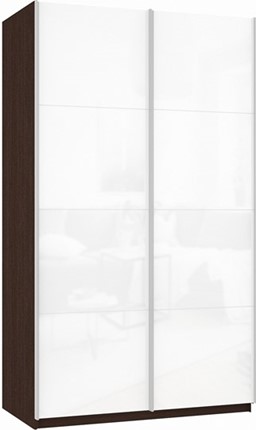 Шкаф 2-дверный Прайм (Белое стекло/Белое стекло) 1600x570x2300, венге в Салехарде - изображение