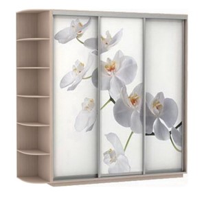 Шкаф Экспресс со стеллажом, 2400х600х2400, Орхидея белая/дуб молочный в Салехарде - предосмотр