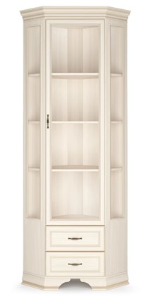 Шкаф-витрина угловой Сиена, Бодега белый / патина золото в Губкинском - изображение