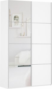 Шкаф Прайм (ДСП/Зеркало) 1200x570x2300, белый снег в Лабытнанги