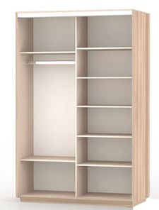 Шкаф Экспресс (2 зеркала), со стеллажом 1500x600x2400, шимо светлый в Салехарде - предосмотр 1