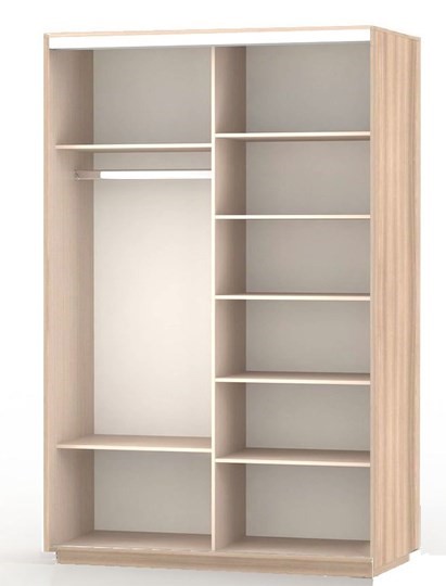 Шкаф Экспресс (2 зеркала), со стеллажом 1500x600x2400, шимо светлый в Салехарде - изображение 1