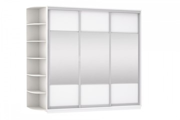 Шкаф 3-х створчатый Экспресс (Комби), со стеллажом 2100х600х2400, белый снег в Лабытнанги