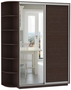Шкаф 2-дверный Экспресс (ДСП/Зеркало), со стеллажом 1700х600х2400, венге в Салехарде - предосмотр