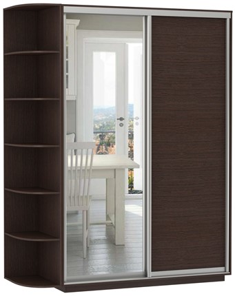 Шкаф 2-дверный Экспресс (ДСП/Зеркало), со стеллажом 1700х600х2400, венге в Салехарде - изображение