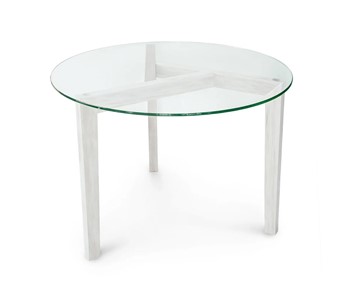 Круглый стол Оникс-7, Выбеленный дуб/Прозрачное стекло в Надыме