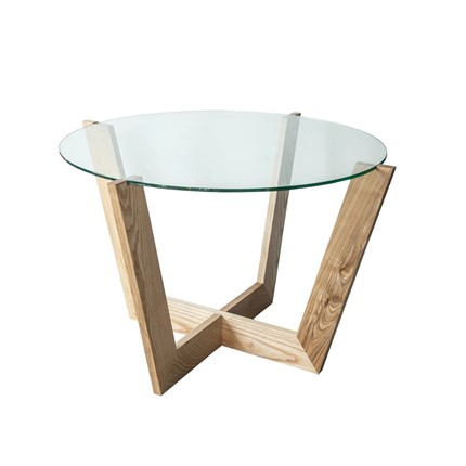 Журнальный столик Оникс-10, Натуральный массив/Прозрачное стекло в Салехарде - изображение