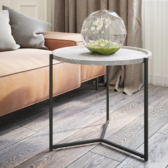 Круглый стол Бруно, серый мрамор/титан в Салехарде - изображение 2