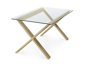 Стеклянный столик Оникс-11, Натуральный массив/Прозрачное стекло в Салехарде