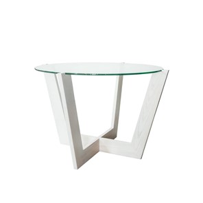 Круглый стол Оникс-10, Выбеленный дуб/Прозрачное стекло в Новом Уренгое