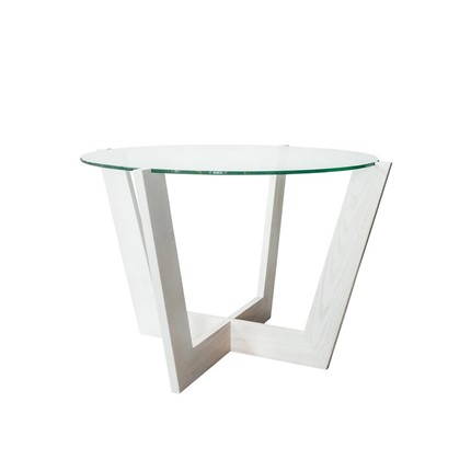 Круглый стол Оникс-10, Выбеленный дуб/Прозрачное стекло в Салехарде - изображение