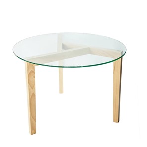 Круглый столик Оникс-7, Натуральный массив/Прозрачное стекло в Надыме
