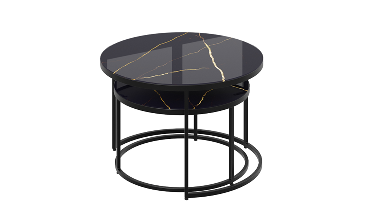 Журнальный столик Вега (Черный, Стекло Черный золото) в Надыме - изображение 1