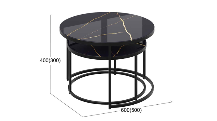 Журнальный столик Вега (Черный, Стекло Черный золото) в Надыме - изображение 3