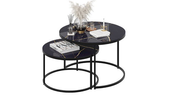 Журнальный столик Вега (Черный, Стекло Черный золото) в Губкинском - изображение