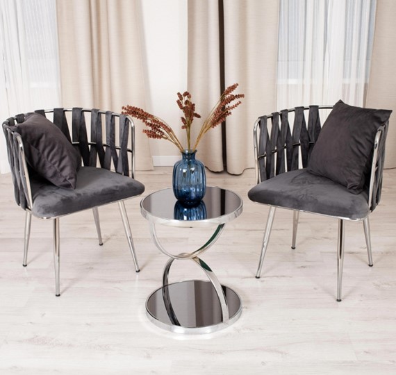 Кофейный столик GROTTO (mod. 9157) металл/дымчатое стекло, 42х42х50, хром в Надыме - изображение 3