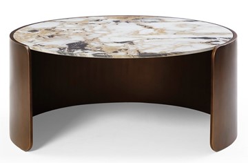 Столик круглый CT3095CL (D90) белая керамика /бронзовый в Новом Уренгое