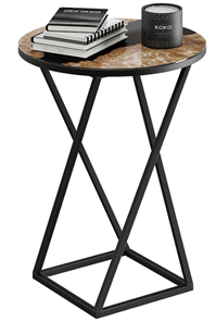 Круглый столик ДП 1-03-05 исп. 2 (Черный, Стекло с рисунком Слэб черный) в Надыме