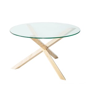 Круглый столик Оникс-3, Натуральный массив/Прозрачное стекло в Тарко-Сале