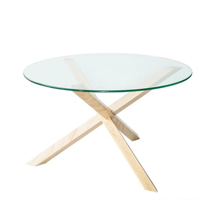 Круглый столик Оникс-3, Натуральный массив/Прозрачное стекло в Тарко-Сале - изображение