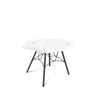Шестигранный столик SHT-S100 / SHT-ТT20 60 ЛДСП (мрамор каррара белый/черный муар) в Тарко-Сале