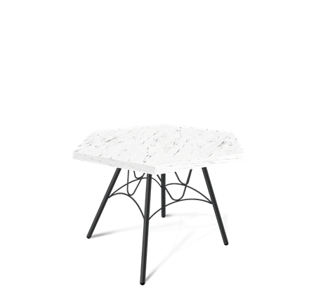 Шестигранный столик SHT-S100 / SHT-ТT20 60 ЛДСП (мрамор каррара белый/черный муар) в Салехарде - изображение