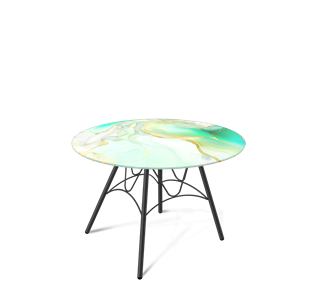 Круглый стол SHT-S100 / SHT-TT32 60 стекло/МДФ (лазурно голубой/черный муар) в Салехарде