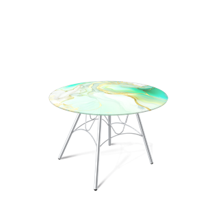 Круглый столик SHT-S100 / SHT-TT32 60 стекло/МДФ (лазурно голубой/хром лак) в Ноябрьске