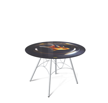 Круглый столик SHT-S100 / SHT-TT32 60 стекло/МДФ (лунная ночь/хром лак) в Салехарде - изображение