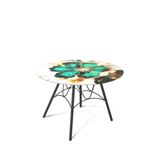 Круглый столик SHT-S100 / SHT-TT32 60 стекло/МДФ (малахитово зеленый/черный муар) в Салехарде - предосмотр